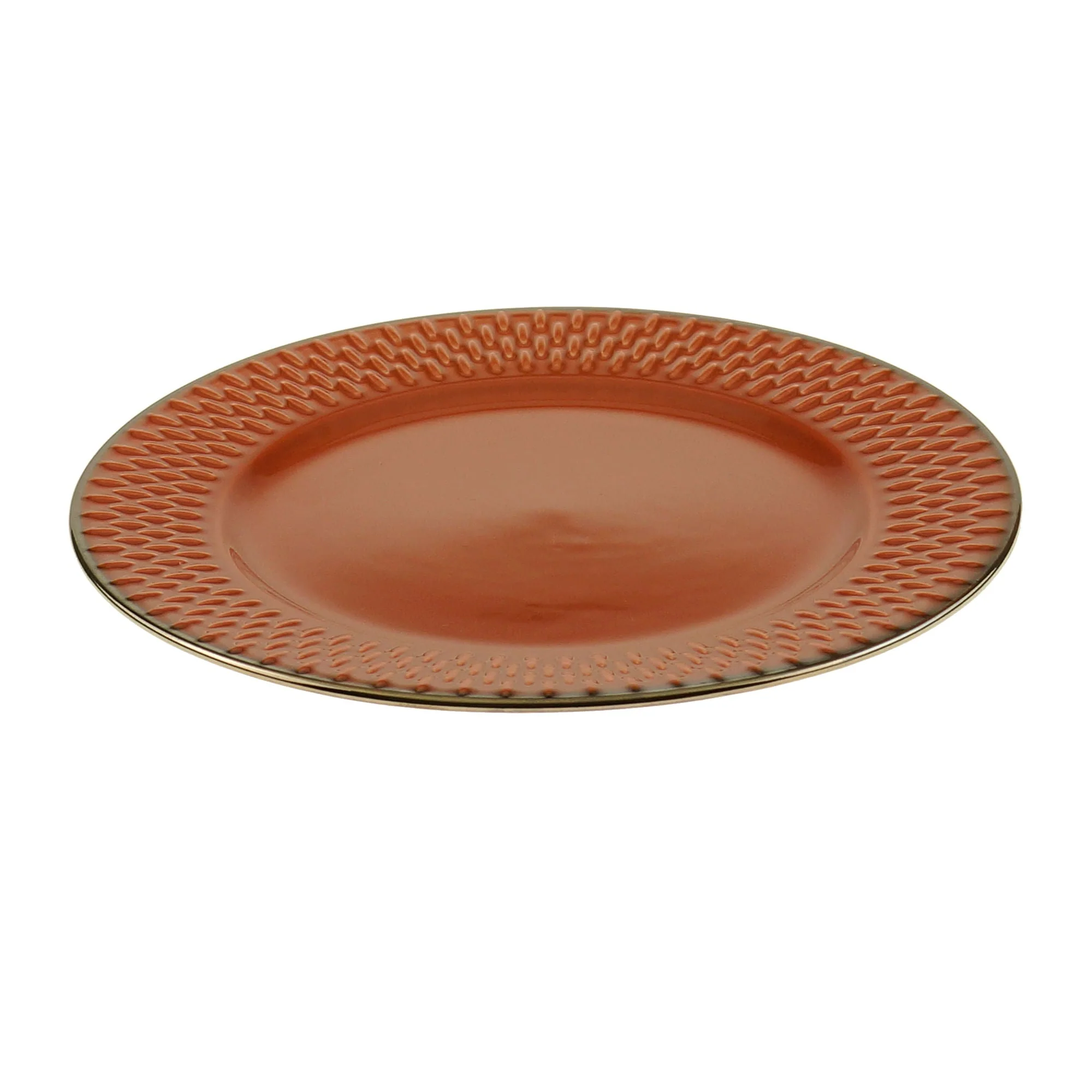 Prato Sobremesa Porcelana Drops Laranja com Detalhe Metalizado - 20cm - Image 4