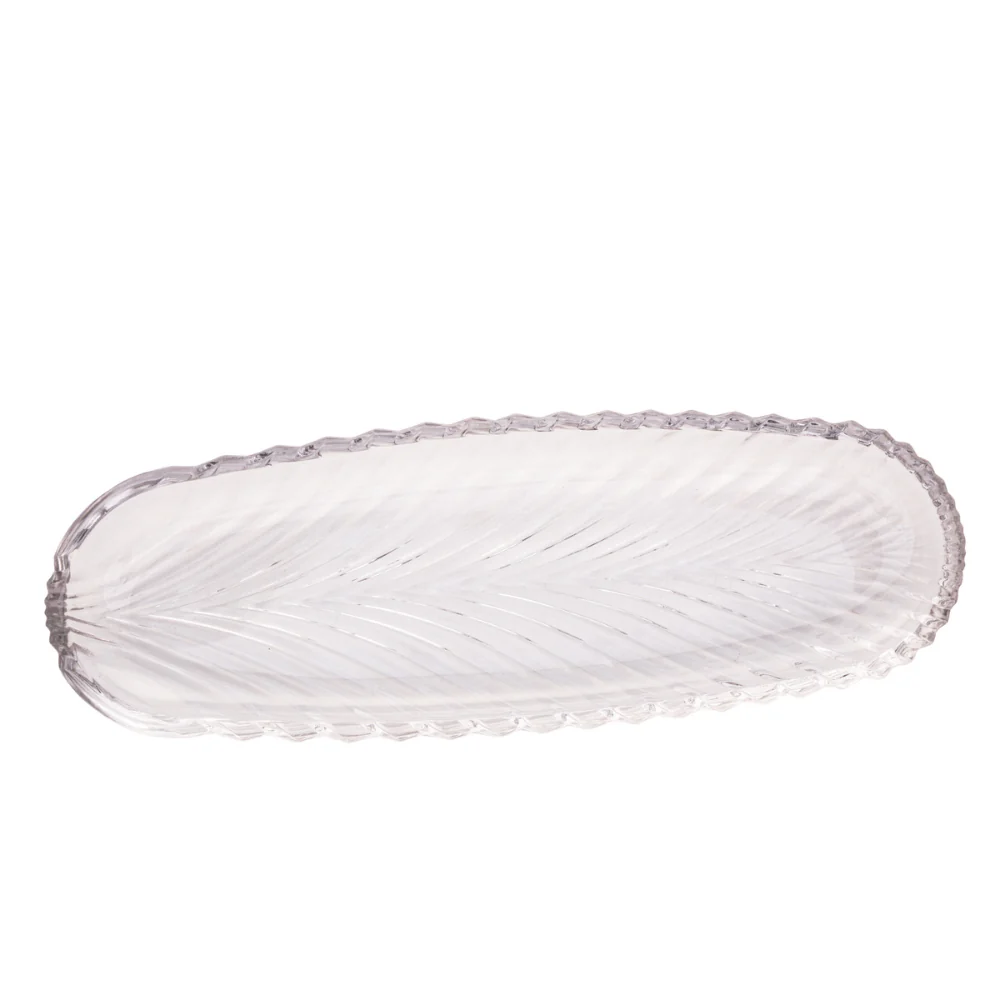Prato Travessa Decorativa de Cristal Leaf Folha 39,5cm