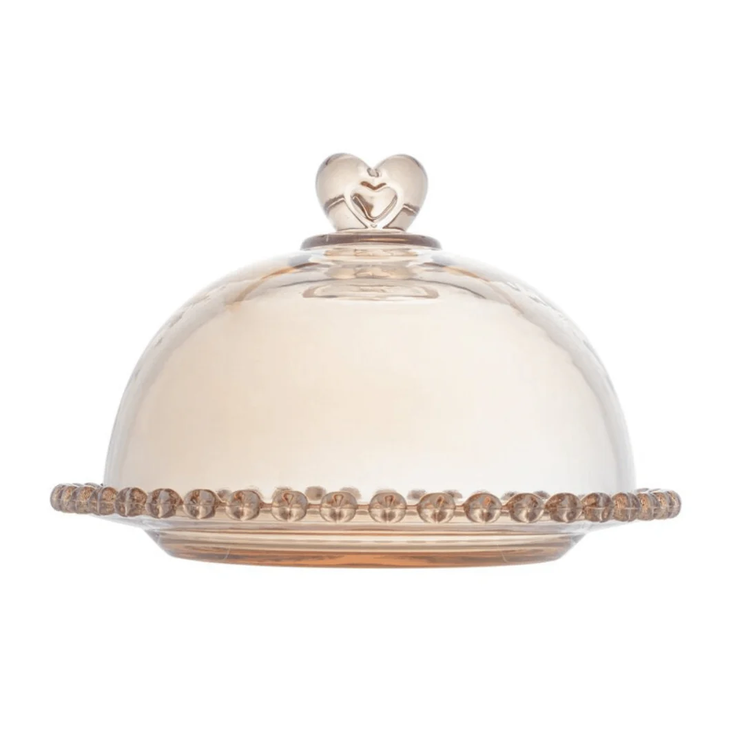 Queijeira com Tampa de Cristal Coração Âmbar Metalizado 19,5cm - Image 6