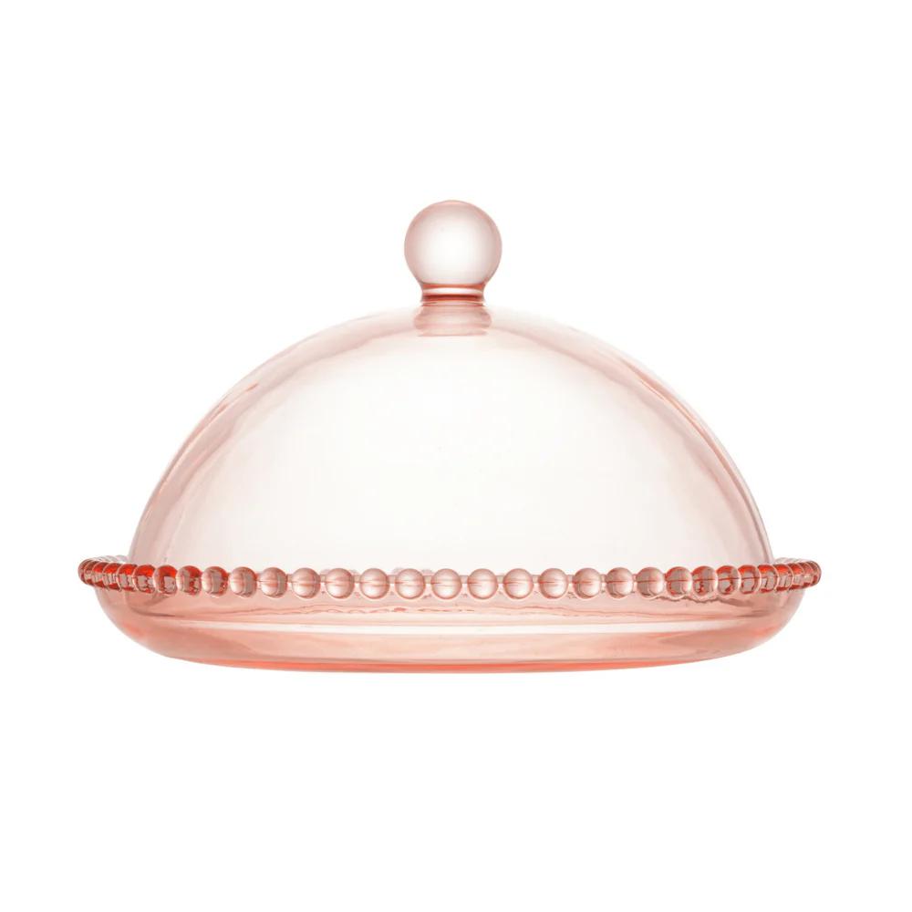 Queijeira de Cristal Pearl Bolinha Rosa - 20 cm - Image 2