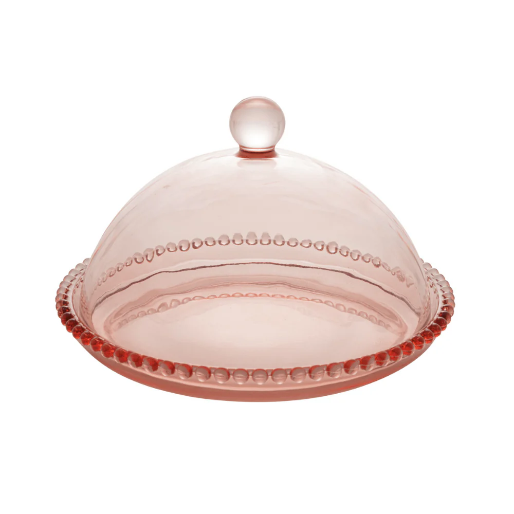 Queijeira de Cristal Pearl Bolinha Rosa - 20 cm - Image 3
