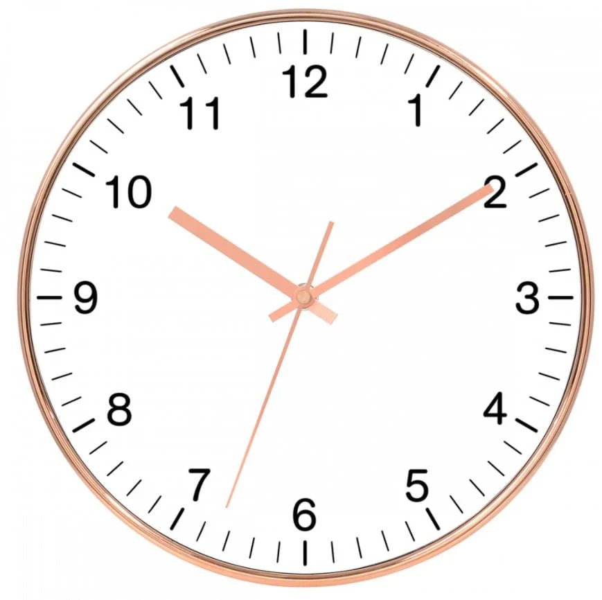 Relógio de Parede Branco e Rose Gold 30cm