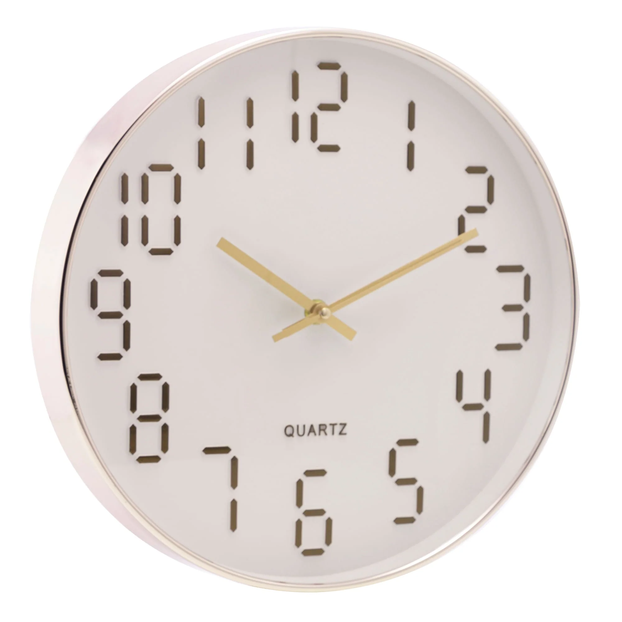 Relógio de Parede em Plástico Quartz Branco com Dourado 30,5cm - Image 2