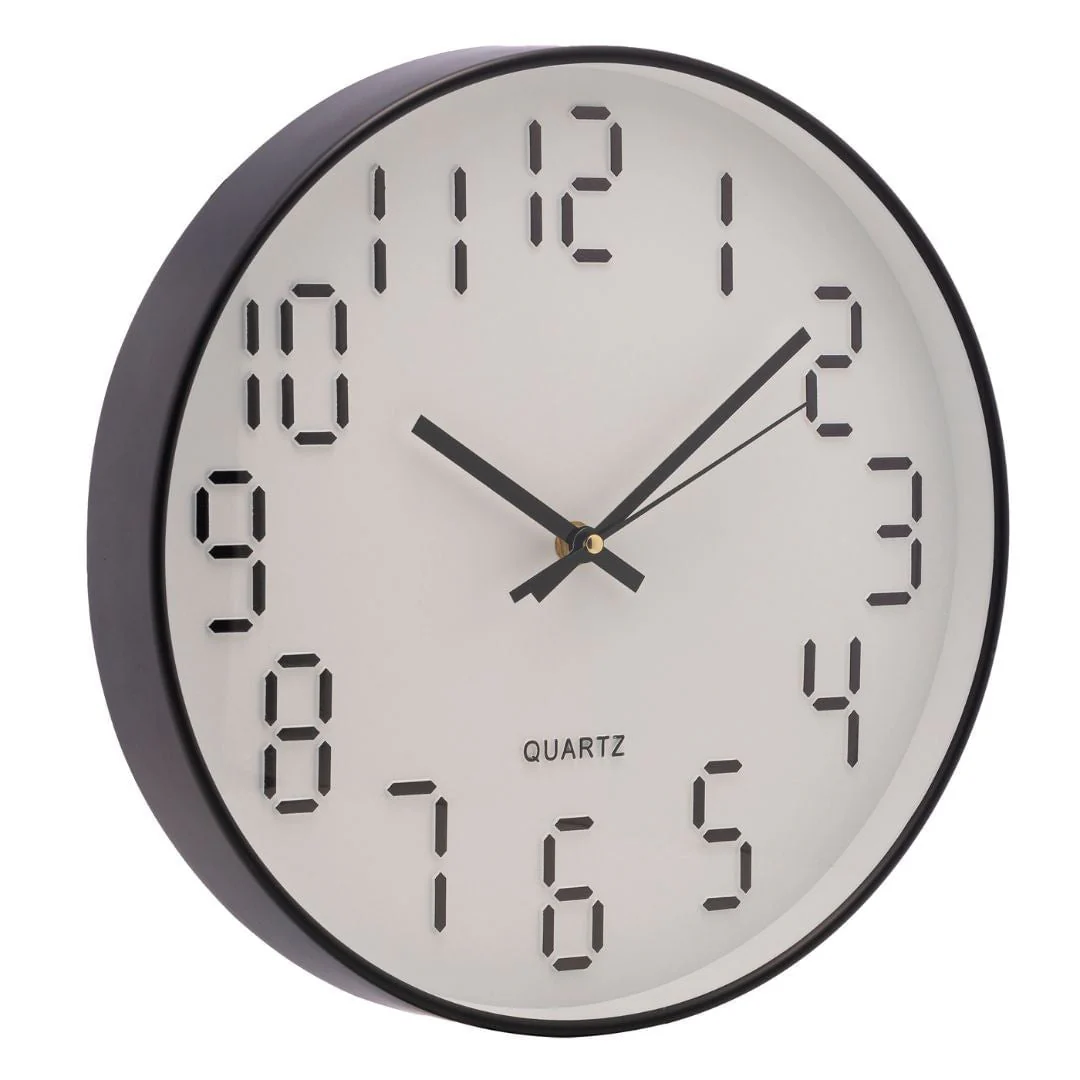 Relógio de Parede em Plástico Quartz Branco e Preto 30,5cm - Image 2