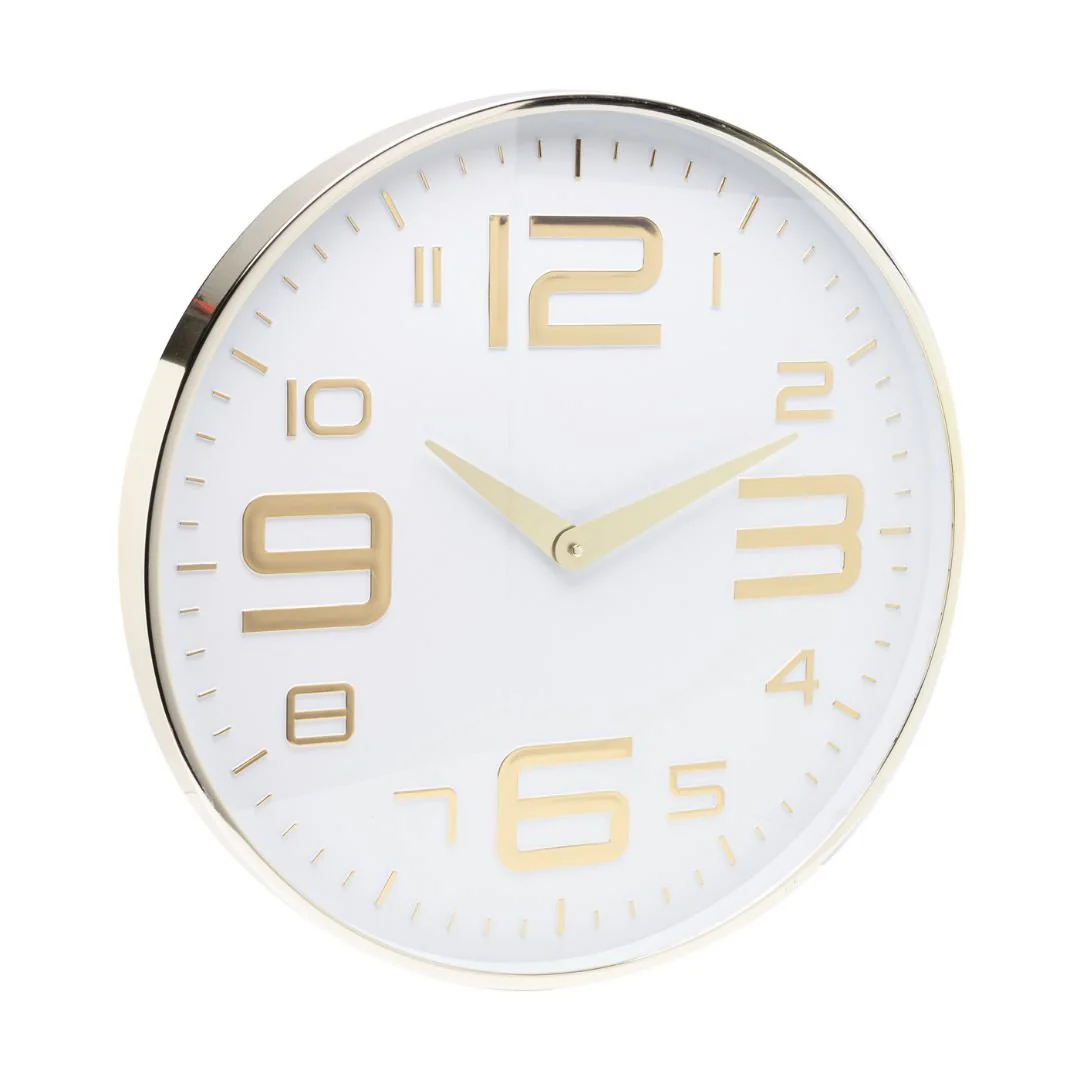 Relógio de Parede Moderno em Plástico Branco e Dourado 25cm - Image 3