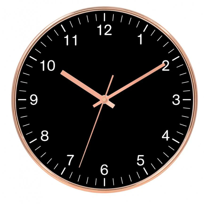 Relógio de Parede Preto e Rose Gold 30cm