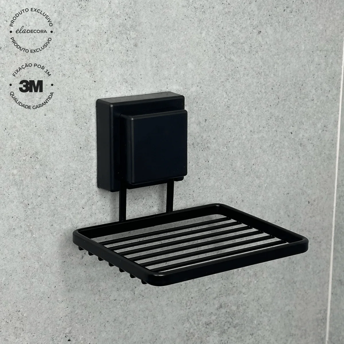 Saboneteira com Fixação 3M Preto Fosco - Image 2