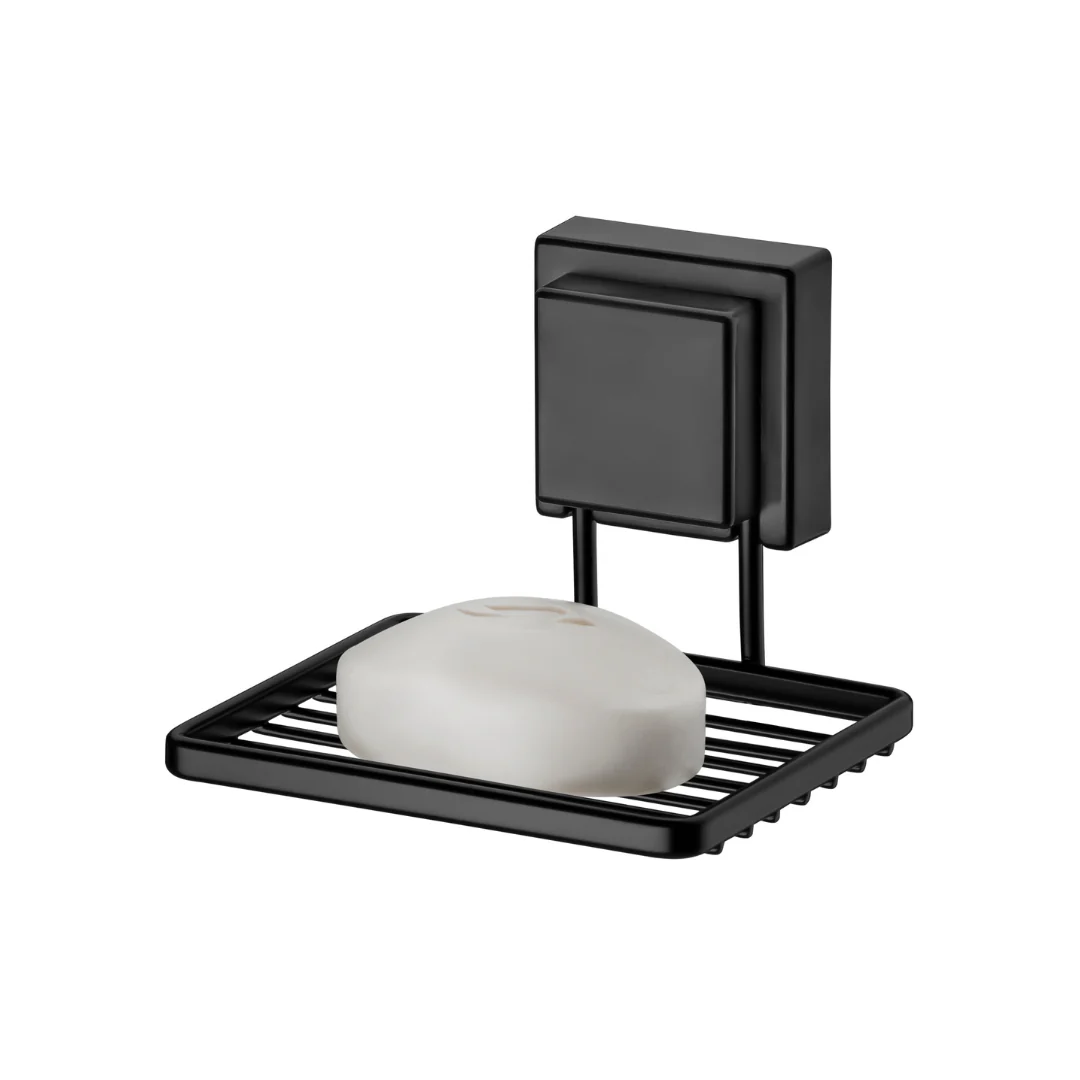 Saboneteira de Parede com Ventosa 12 cm Preto Fosco Fácil Instalação - Image 5