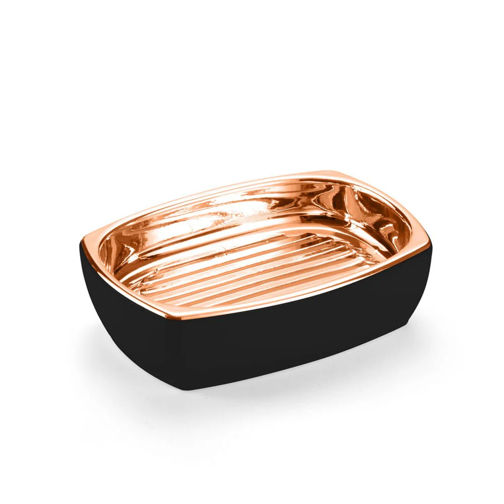 Saboneteira de Bancada Lavabo Linha Conceito Preta e Rose Gold - Image 3
