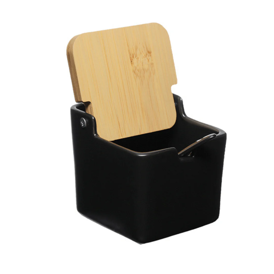 Saleiro de Porcelana Manhattan Preto com Tampa de Bambu 270ml - Image 9