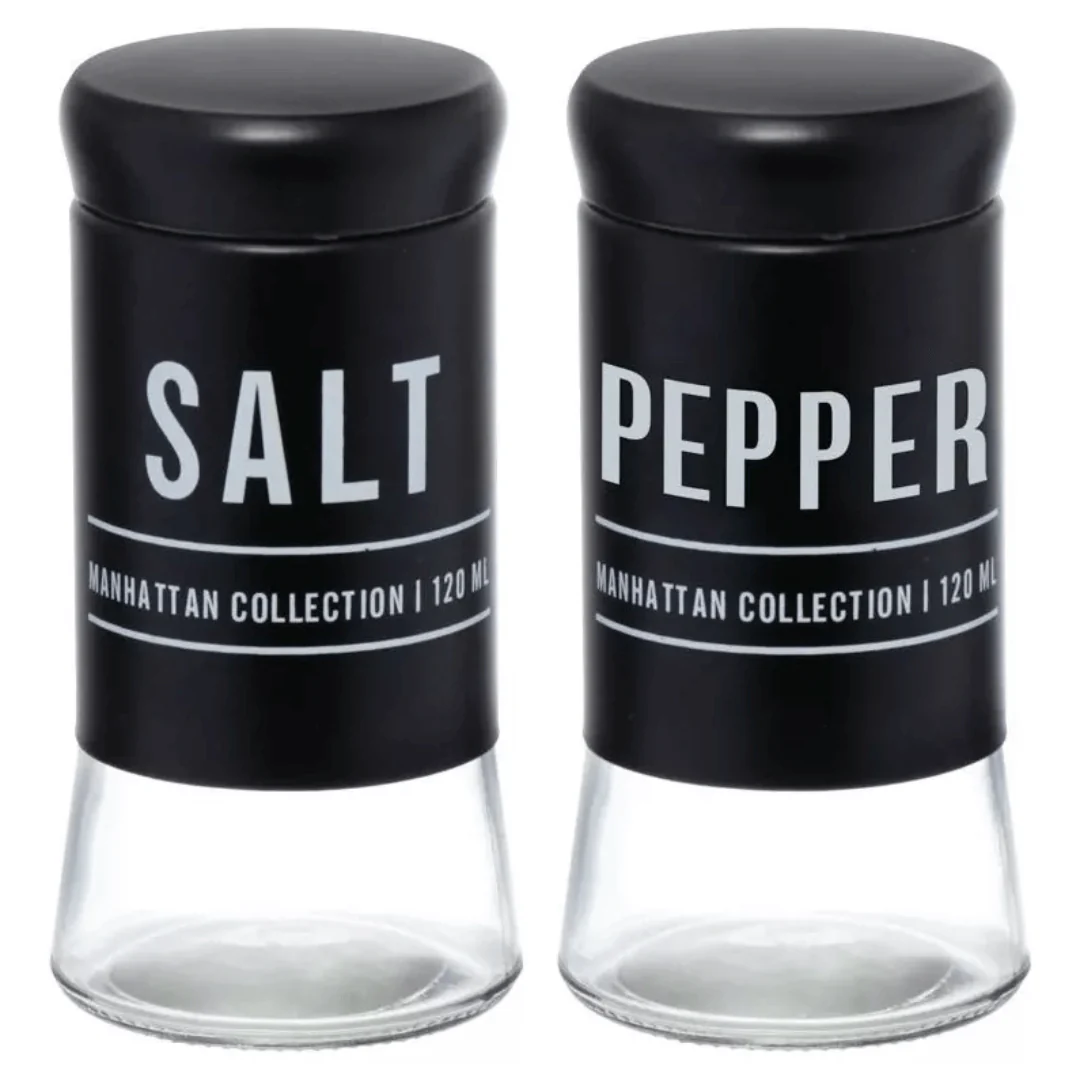 Saleiro e Pimenteiro Manhattan Preto 120ml 2 Peças