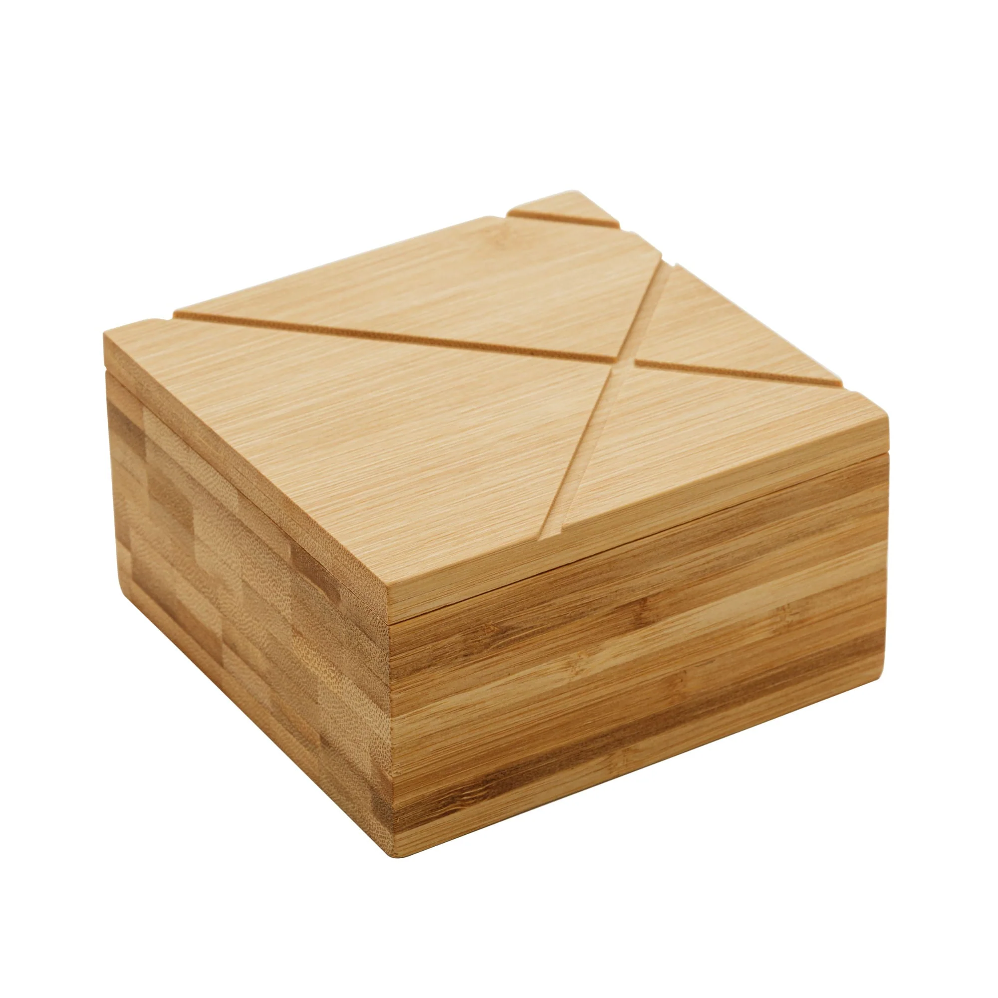 Saleiro Quadrado com Tampa em Bambu 13cm
