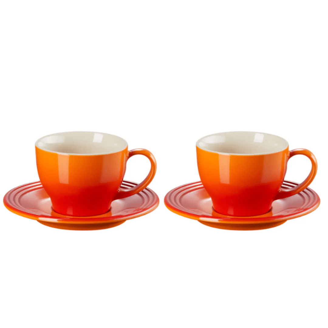Set 2 Canecas com Pires para Expresso Laranja 200ml Le Creuset