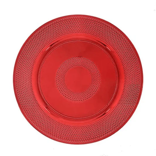 Sousplat com Textura Vermelho 32,50cm