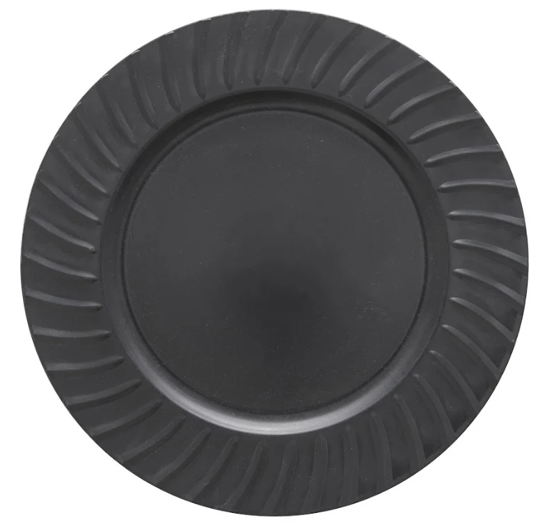 Sousplat Dórico Carvão Preto Fosco 33cm