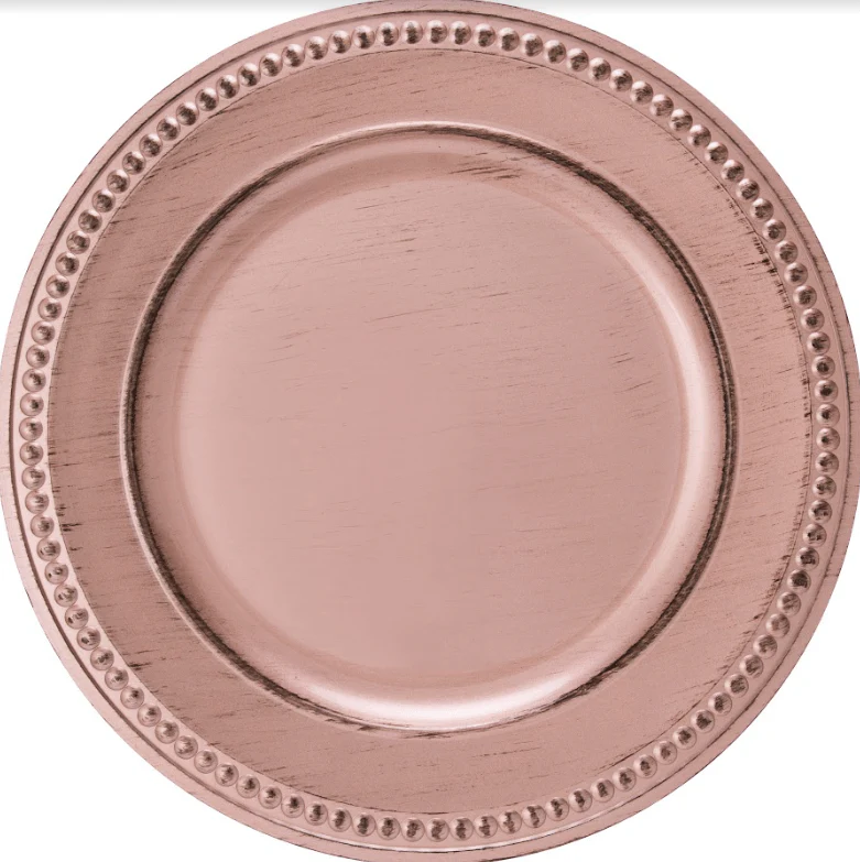 Sousplat Galles Dots Rose Gold Antique 33cm