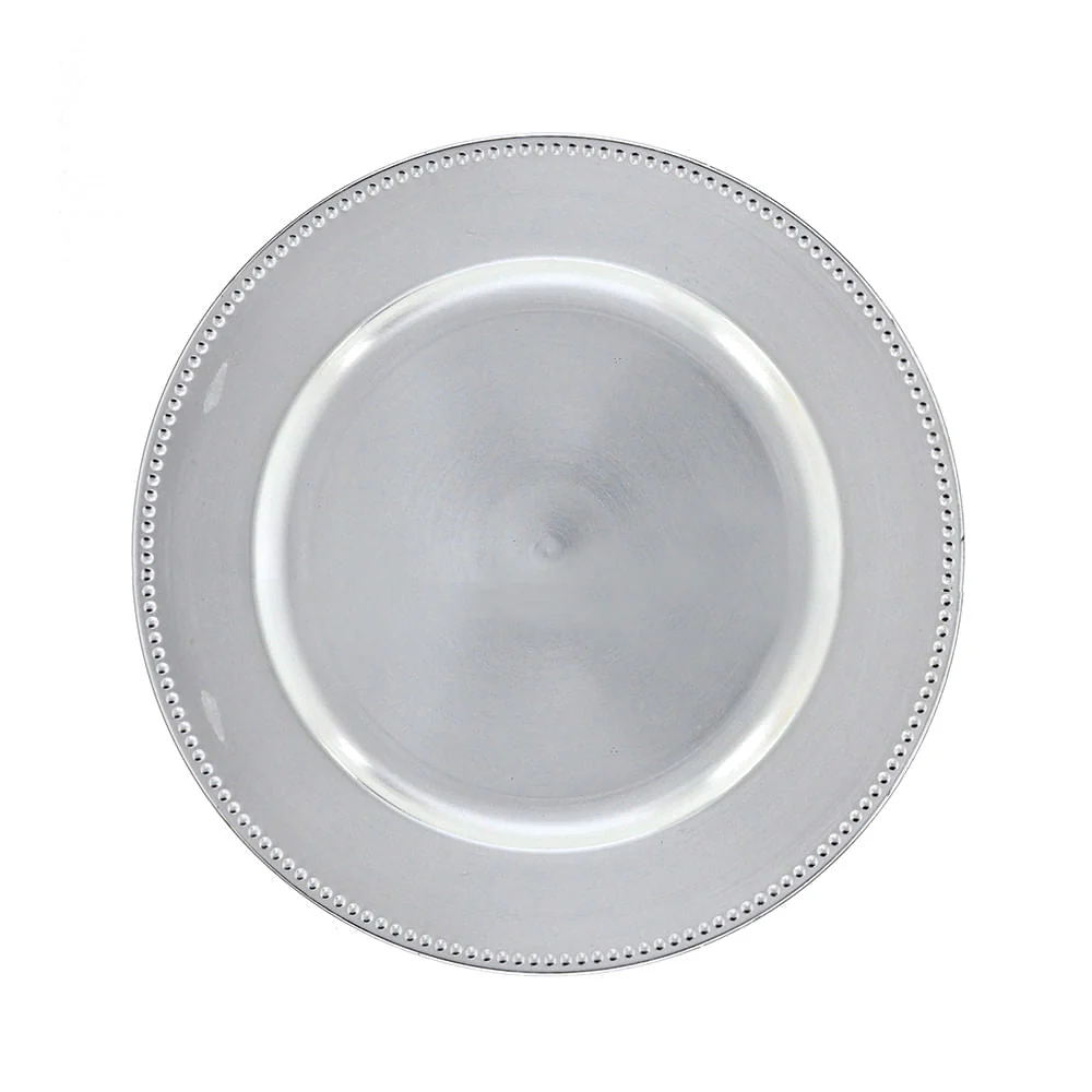 Sousplat Liso com Bolinhas Cromado 32,50cm