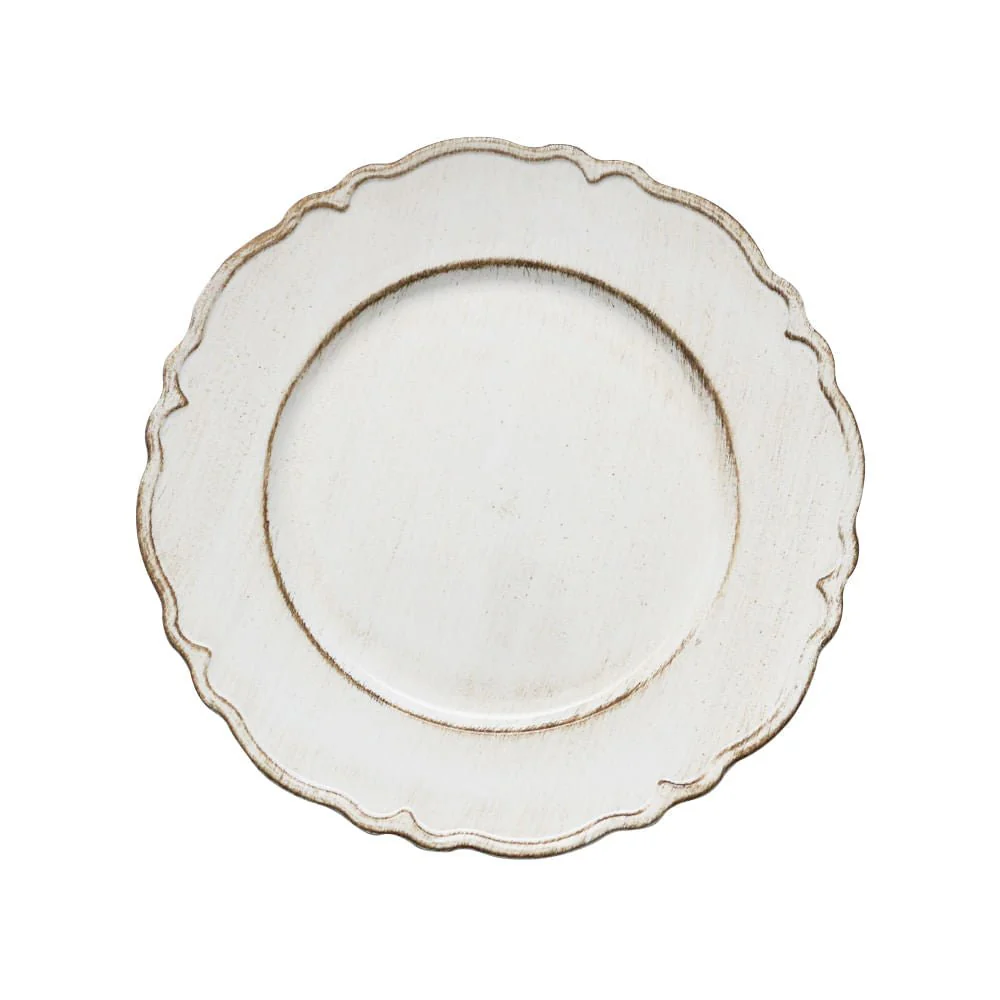 Sousplat Patinado de Plastico Moon Branco 33cm