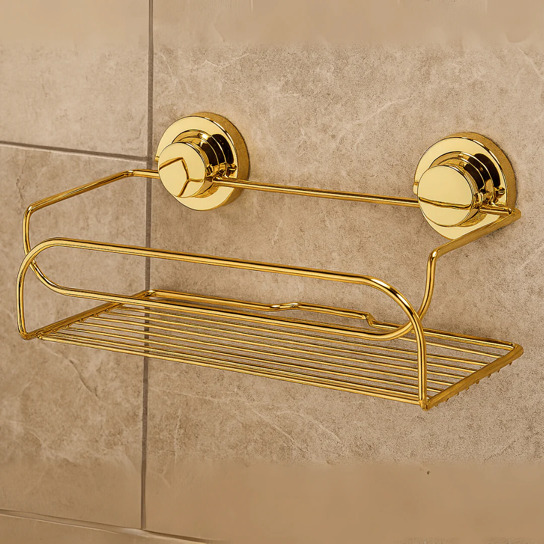 Suporte Cesto Multiuso Fixação por Ventosa Dourado - Image 2