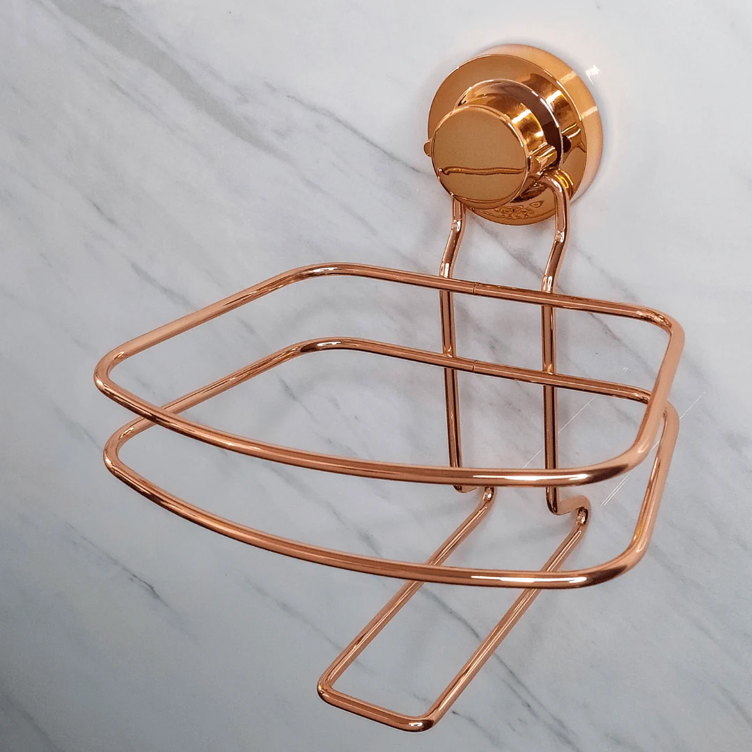 Suporte Com Lixeira De Fixação Ventosa Branca Rose Gold 2,5 Litros - Image 4