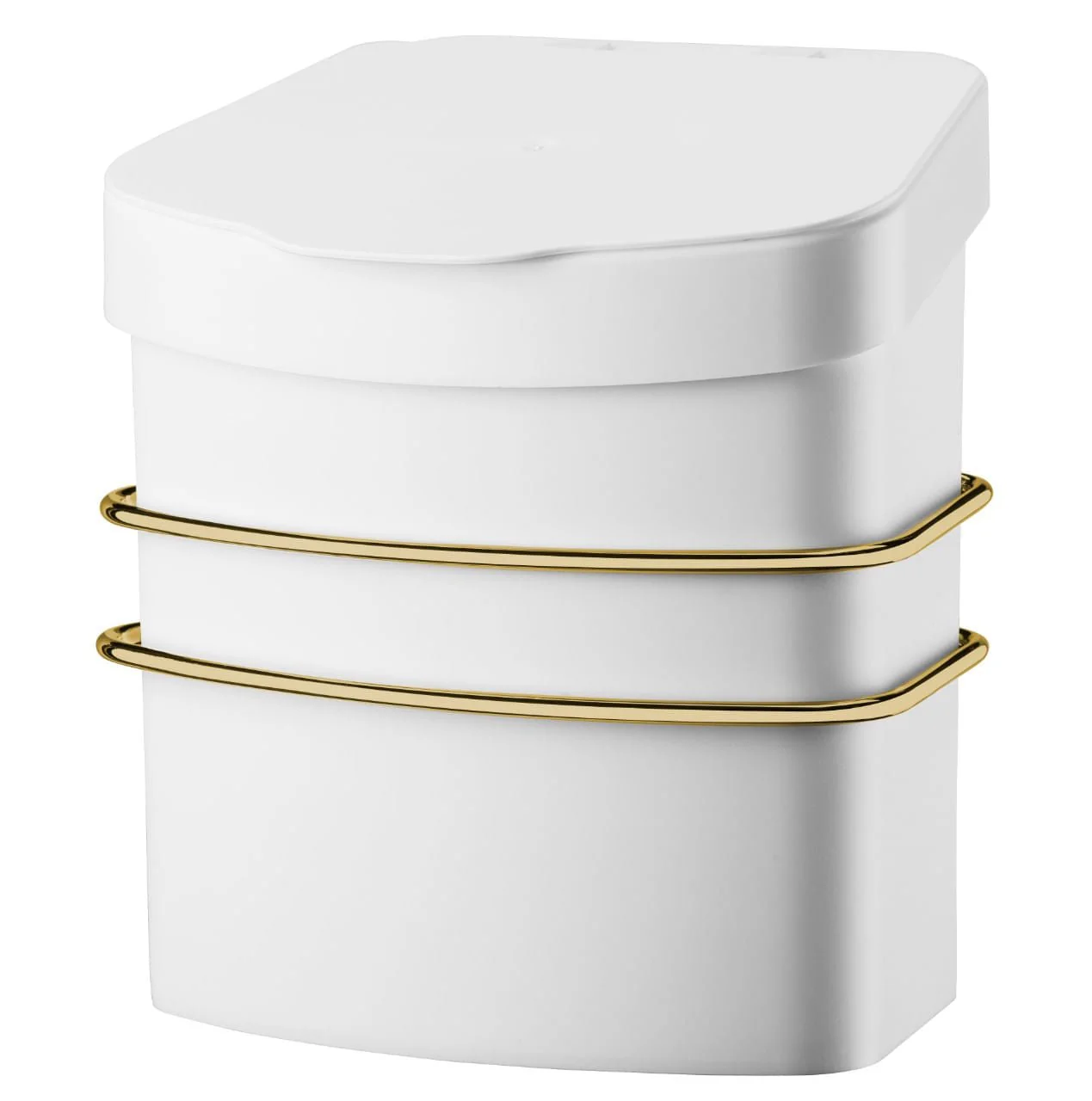 Suporte Com Lixeira De Fixacao Ventosa Branco com Dourado 2,5 Litros - Image 3