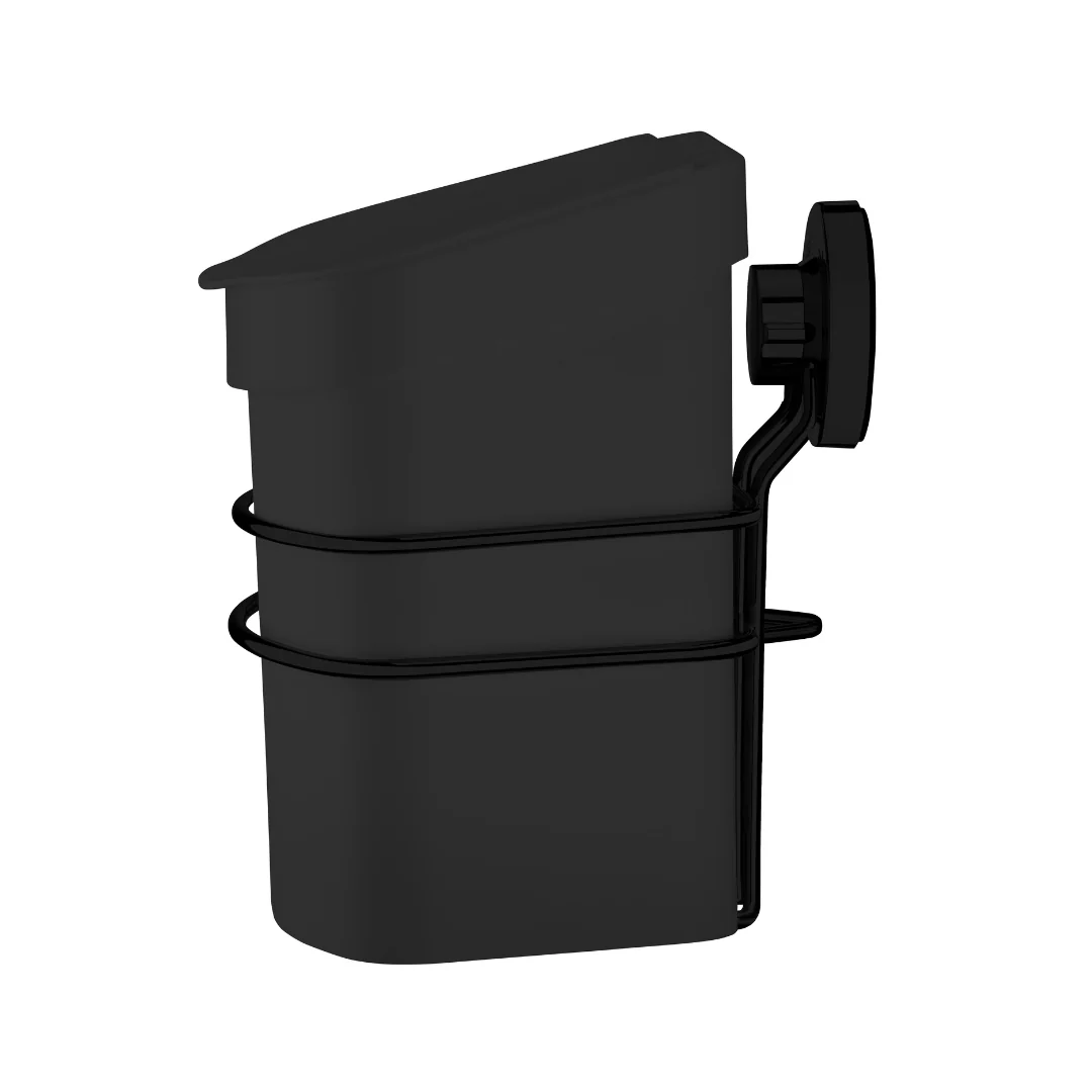 Suporte Com Lixeira De Fixacao Ventosa Preto Fosco 2,5 Litros - Image 5