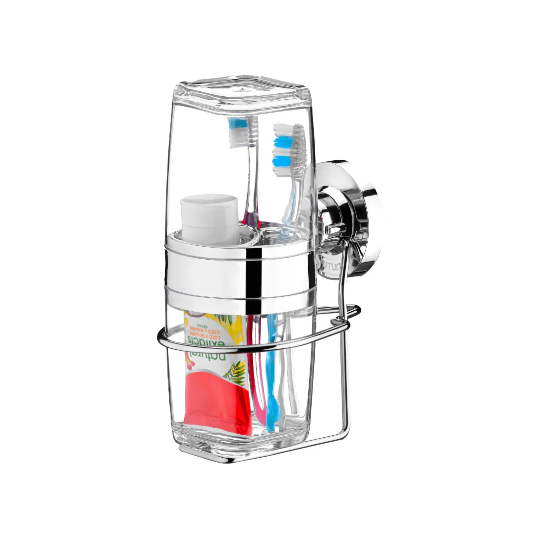 Suporte com Porta Escova e Creme Dental com Ventosa Cromado - Image 6