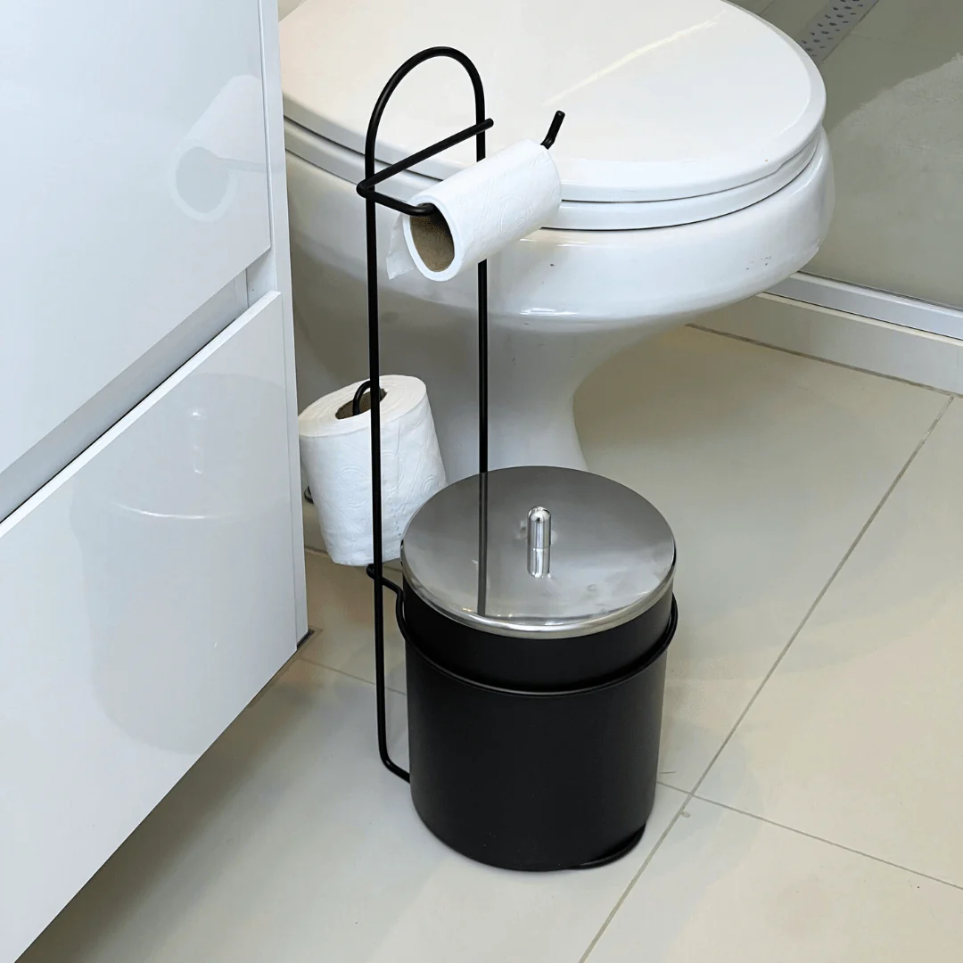 Suporte de Papel Higiênico e Lixeira 5 Litros Preto Fosco - Image 2