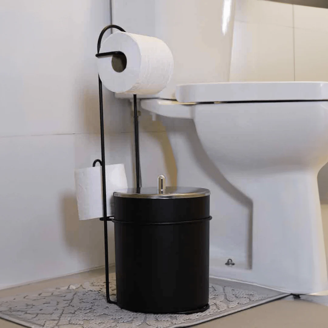 Suporte de Papel Higiênico e Lixeira 5 Litros Preto Fosco - Image 3