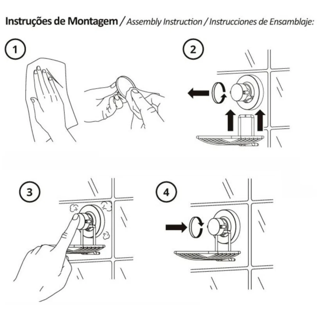 Suporte Cesto Multiuso Fixação por Ventosa Cromado - Image 9