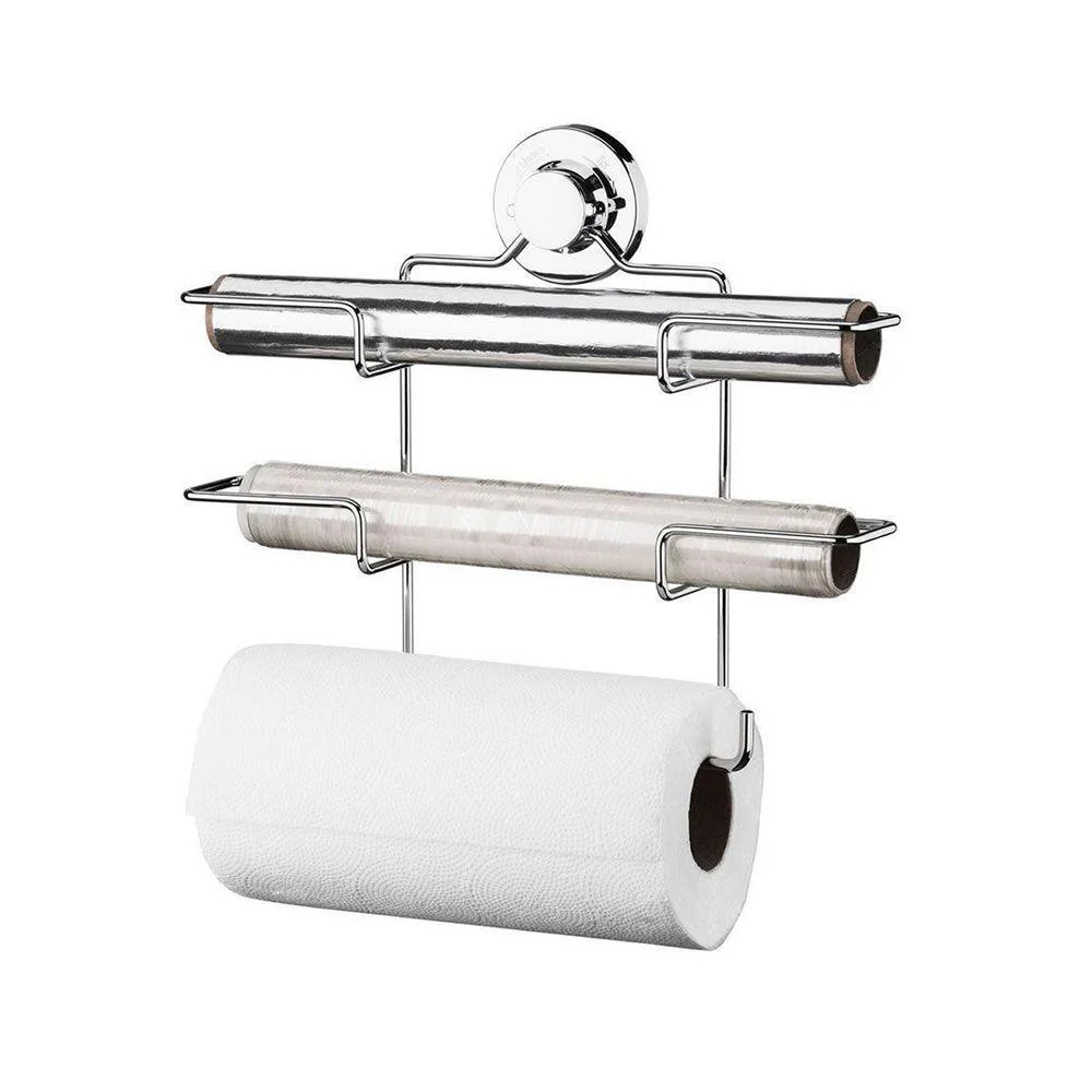 Suporte de Rolos Triplo para Papel Toalha/Alumínio/PVC com Ventosa Cromado - Image 7