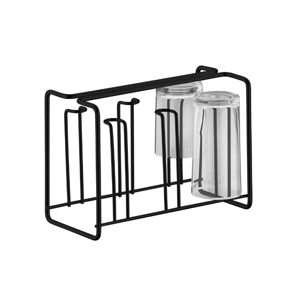 Suporte Organizador Para 6 Copos Preto Fosco