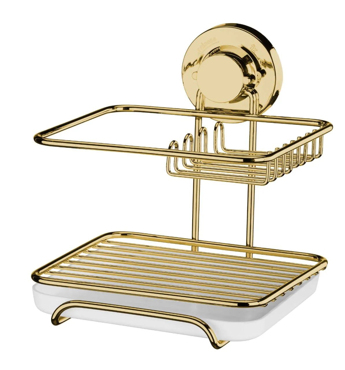 Suporte Para Detergente e Esponja com Fixação por Ventosa Dourado - Image 5