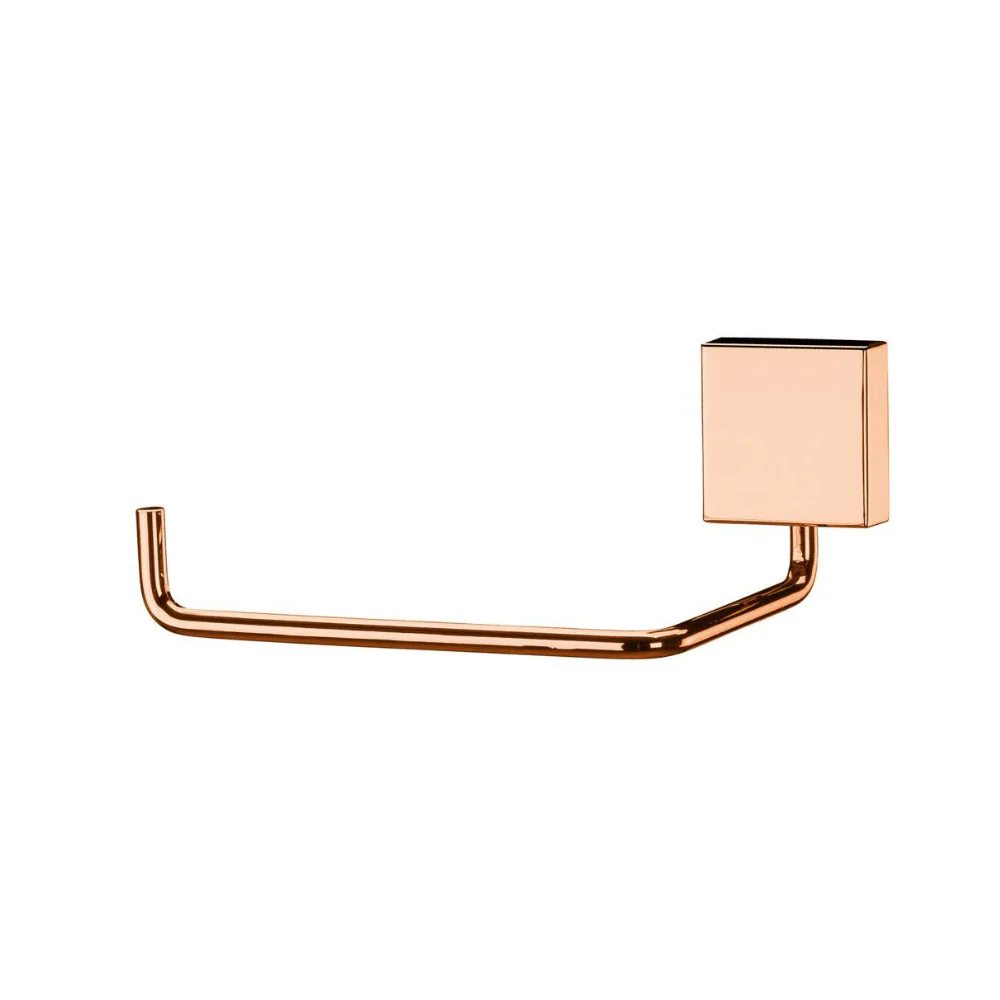 Suporte Porta Papel Higiênico Fixação Parafuso Rose Gold Aço Carbono - Image 4