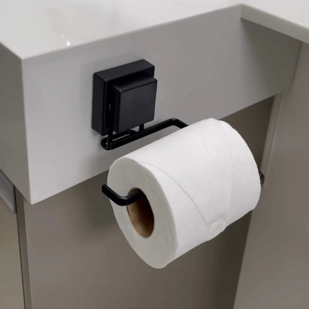Suporte para Papel Higiênico com Ventosa Ultra-Aderente Preto Fosco - Image 2