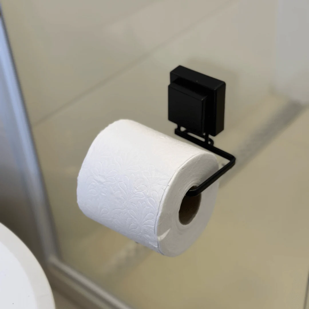 Suporte para Papel Higiênico com Ventosa Ultra-Aderente Preto Fosco - Image 3
