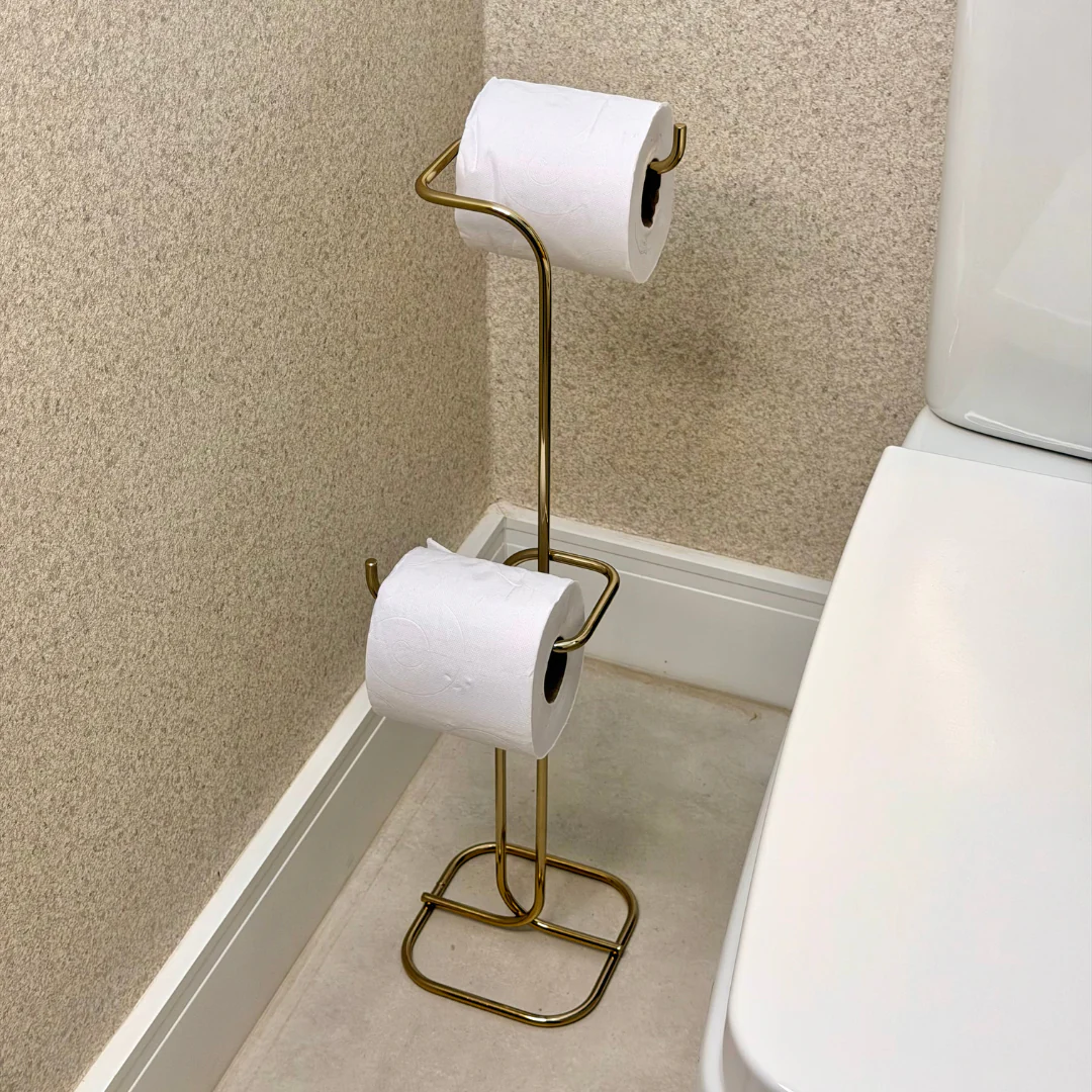 Suporte para Papel Higiênico de Chão 2 Rolos Dourado