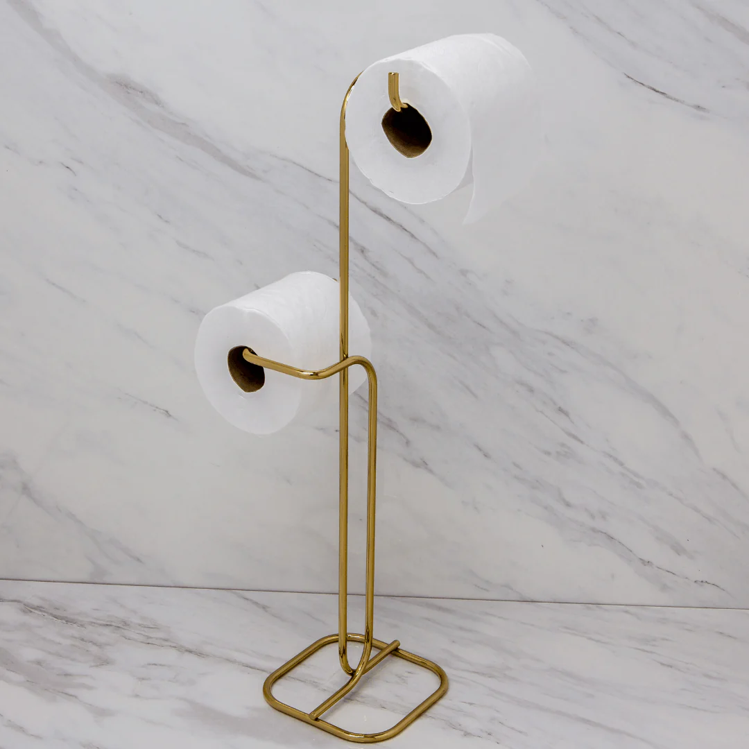 Suporte para Papel Higiênico de Chão 2 Rolos Dourado - Image 2