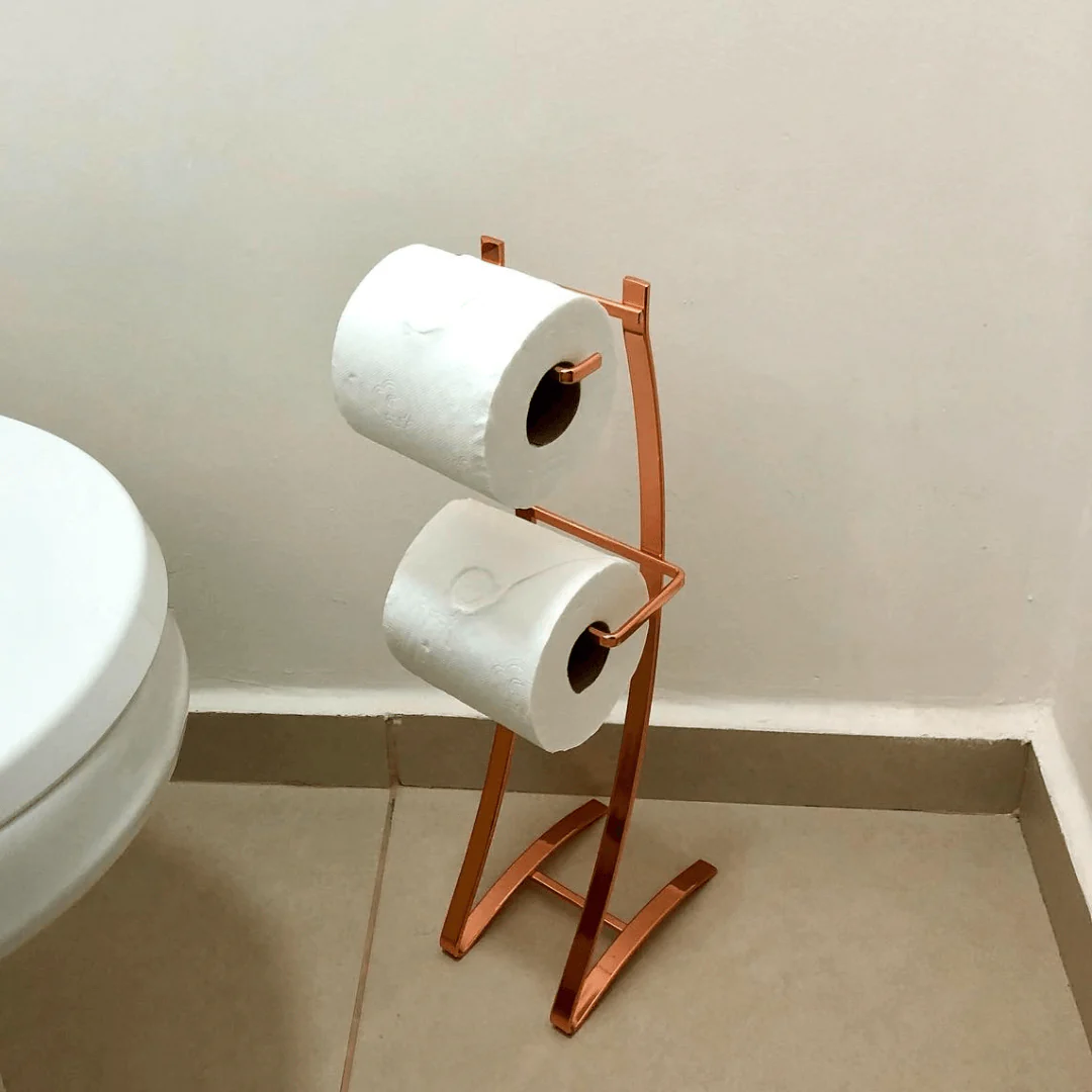 Porta Papel Higiênico Aço Piatina 2 Rolos Rose Gold - Image 2