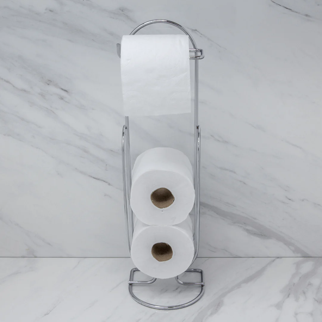 Suporte para Papel Higiênico de Chão Cromado Aço Carbono Capacidade Para 3 Rolos - Image 2