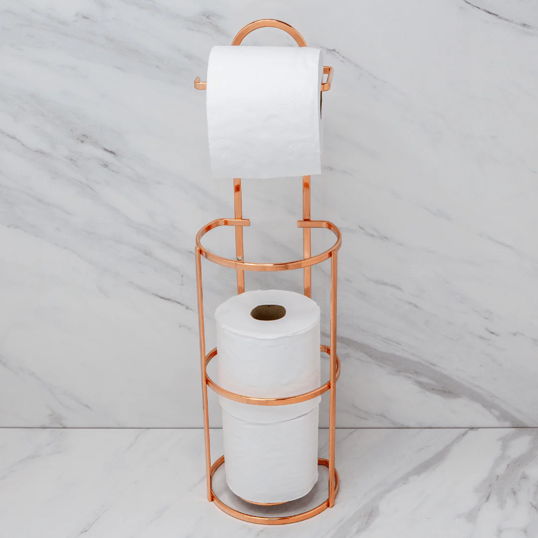 Suporte para Papel Higiênico 3 rolos de Chão e Parede Rose Gold - Image 2