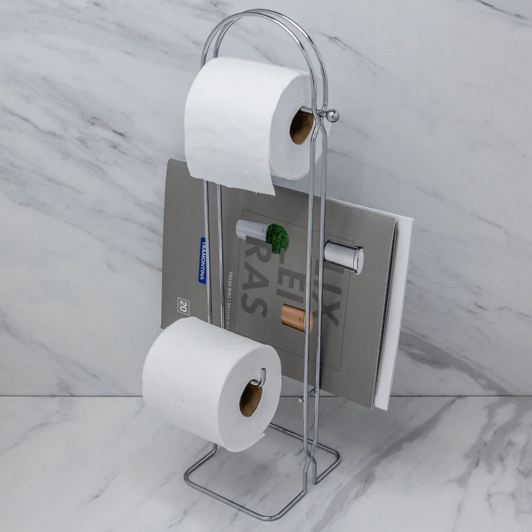 Suporte para Papel Higiênico com Revista de Chão