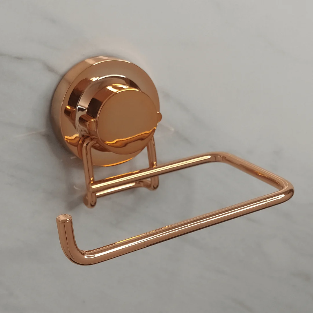 Porta Papel Higiênico em Aço Com Ventosa Rose Gold Luxo - Image 2