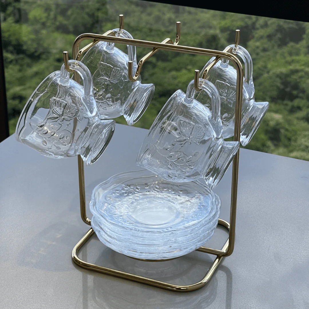 Suporte para Xicaras e Pires de Café Aço Dourado - Image 5
