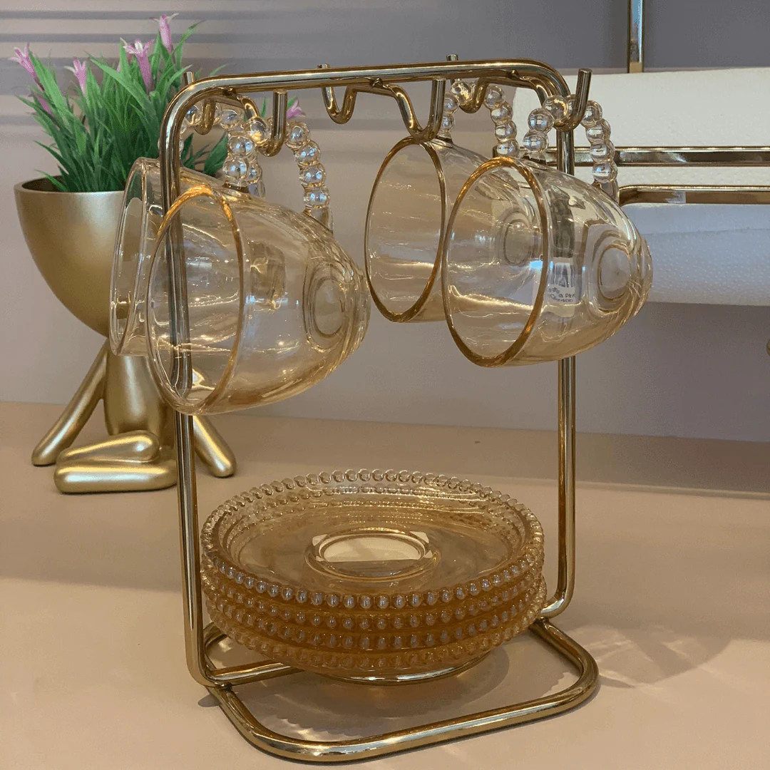Suporte para Xicaras e Pires de Café Aço Dourado - Image 6