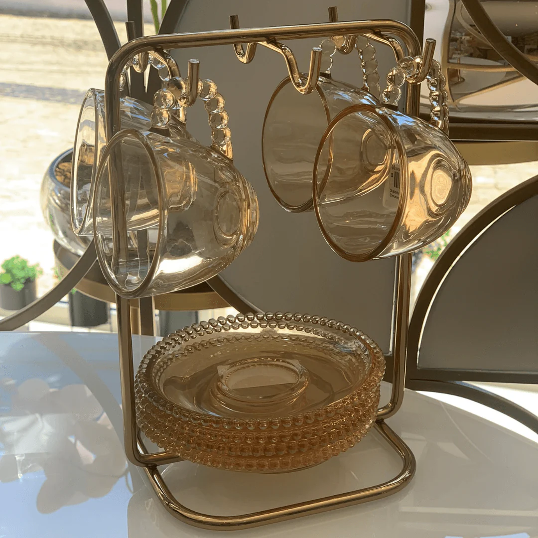 Suporte para Xicaras e Pires de Café Aço Dourado - Image 7
