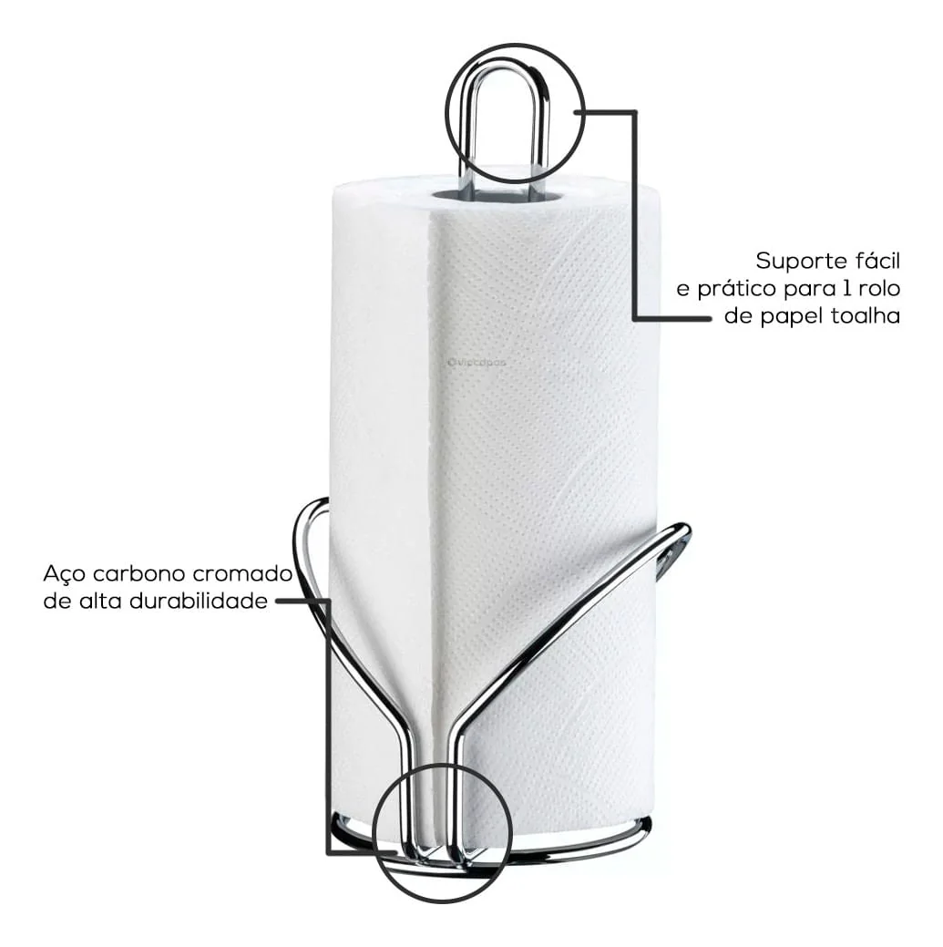 Suporte para Rolo de Papel Toalha Cromado - Image 3
