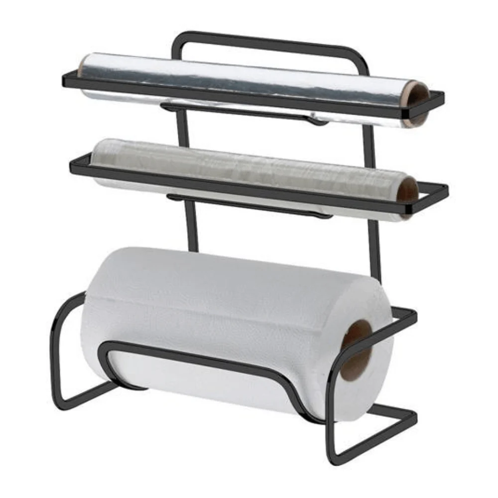 Suporte para Rolos Triplo Papel Toalha Alumínio PVC Bancada ou Parede Ônix - Image 3
