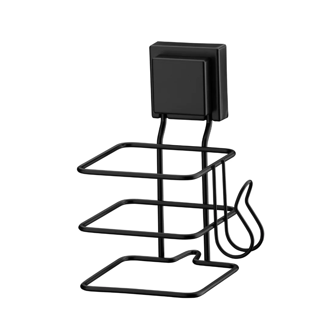Suporte para Secador de Cabelo Fixação Ventosa Preto - Image 5