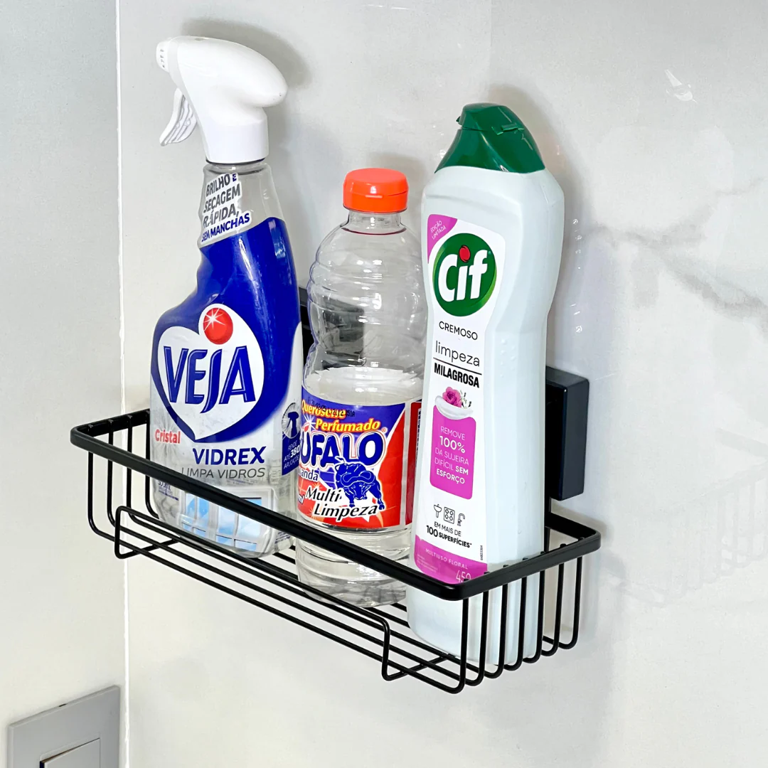 Suporte  Moderno Para Shampoo Com Ventosa 28 cm  Preto Fosco de Alta Resistencia - Image 2